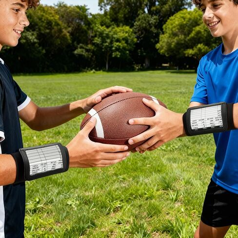 Lawei 10 Pack Youth Football Wristbands for Plays, Triple Window Playbook Wrist Coach Quarterback Armband for Flag Football, Tackle Footbalsl and Softball Signs, PVC Tactical Wristbands for Sports in Saudi Arabia