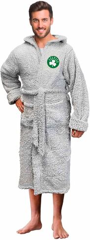 Northwest NBA Adult Plush Hooded Robe with Pockets - 100% Polyester Sherpa Blend - Machine Washable - Relaxation & Style (Boston Celtics - Gray, One Size) in Saudi Arabia