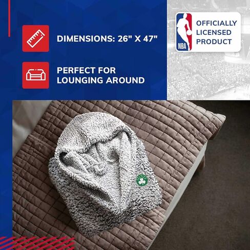 Northwest NBA Adult Plush Hooded Robe with Pockets - 100% Polyester Sherpa Blend - Machine Washable - Relaxation & Style (Boston Celtics - Gray, One Size) in Saudi Arabia