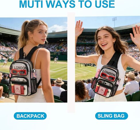 حقيبة ظهر شفافة لأحداث الاستاد 3 في 1 حقيبة كروس شفافة مع أشرطة معززة قابلة للتعديل لمحبي الرياضة ومهرجانات الحفلات الموسيقية والألعاب (أسود) in Kuwait