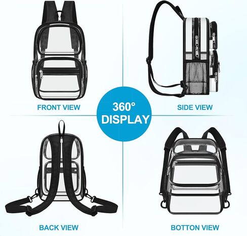 حقيبة ظهر شفافة لأحداث الاستاد 3 في 1 حقيبة كروس شفافة مع أشرطة معززة قابلة للتعديل لمحبي الرياضة ومهرجانات الحفلات الموسيقية والألعاب (أسود) in Kuwait