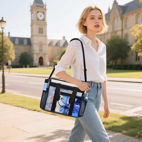 Clear Bag for Stadium Events 12x6x12 Clear Tote Bag with Zipper Closure Adjustable Strap for Sports Fans Crossbody Bag for Concerts Sports Events Festivals in Kuwait