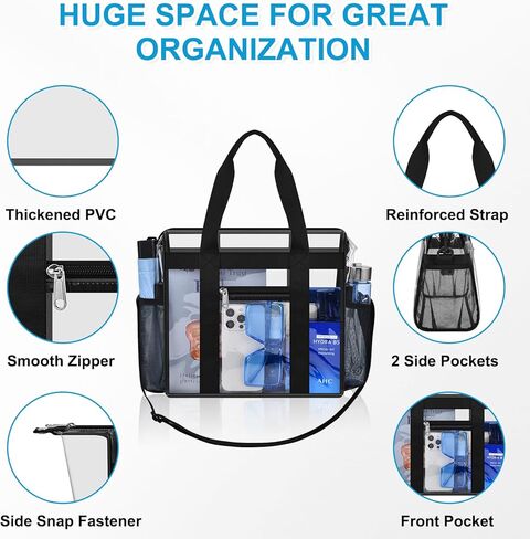 Clear Bag for Stadium Events 12x6x12 Clear Tote Bag with Zipper Closure Adjustable Strap for Sports Fans Crossbody Bag for Concerts Sports Events Festivals in Kuwait