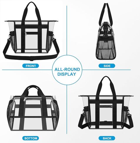 Clear Bag for Stadium Events 12x6x12 Clear Tote Bag with Zipper Closure Adjustable Strap for Sports Fans Crossbody Bag for Concerts Sports Events Festivals in Kuwait