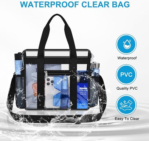Clear Bag for Stadium Events 12x6x12 Clear Tote Bag with Zipper Closure Adjustable Strap for Sports Fans Crossbody Bag for Concerts Sports Events Festivals in Kuwait