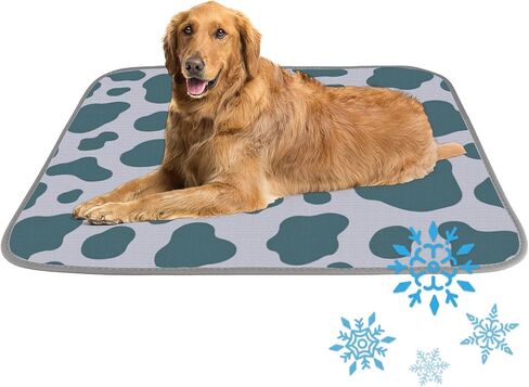 Cooling Dog Bed Ice Silk Cooling Mat for Dogs Large Cow Camo Pattern Dog Bed Small Washable Outdoor Sleeping Pad 28" X22" Ice Mats Blanket for Crate, Indoor& Outdoor Floor, Car Seats in Saudi Arabia