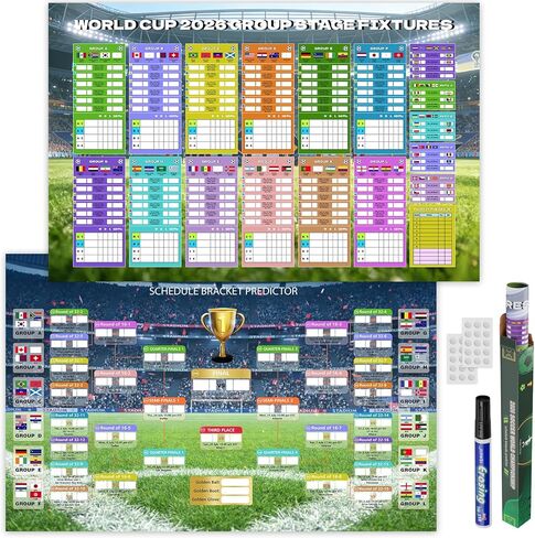 World Cup Schedule Poster 2026 World Soccer Game Wall Chart Poster No Crease World Cup Soccer Calendar Football Tournament Schedule Home Bar Party Decorations in Saudi Arabia