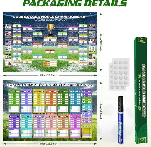 World Cup Schedule Poster 2026 World Soccer Game Wall Chart Poster No Crease World Cup Soccer Calendar Football Tournament Schedule Home Bar Party Decorations in Saudi Arabia