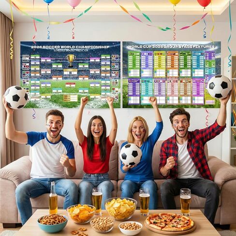 World Cup Schedule Poster 2026 World Soccer Game Wall Chart Poster No Crease World Cup Soccer Calendar Football Tournament Schedule Home Bar Party Decorations in Saudi Arabia