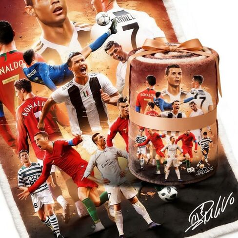 BILVAZOG Cristiano Ronaldo Blanket For Kids Fans-Soccer Blankets for All Seasons Throw Bedding Sofa and Travel Reserve Air Conditioning-Ultra-Soft Anti-Pilling Blanket Warm Lightweight 150cm x 125cm in Saudi Arabia