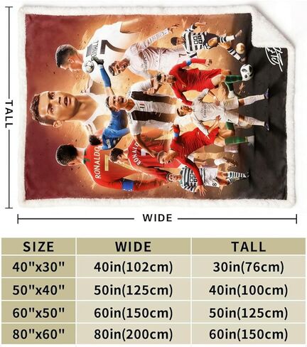 BILVAZOG Cristiano Ronaldo Blanket For Kids Fans-Soccer Blankets for All Seasons Throw Bedding Sofa and Travel Reserve Air Conditioning-Ultra-Soft Anti-Pilling Blanket Warm Lightweight 150cm x 125cm in Saudi Arabia