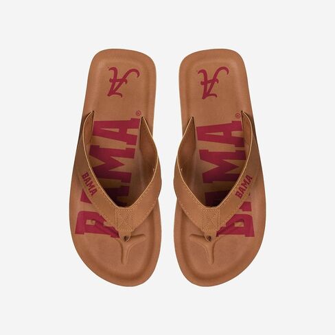NCAA Alabama Crimson Tide Men's Color Pop Contour Sandals Flip Flops, Tan, Large (11-12) in Saudi Arabia