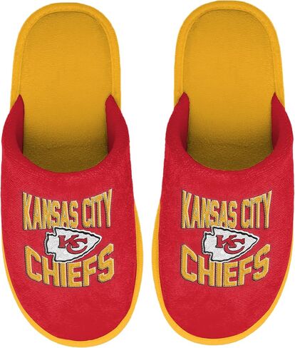 FOCO NFL Men's Official Primary Logo Wordmark Embroidered Stacked Team Logo Scuff Slide Slippers in Saudi Arabia