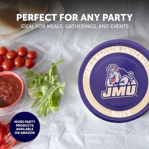 أطباق ورقية لجامعة ديزيرت كاكتوس جيمس ماديسون من JMU Dukes عدد 20 أطباق مستديرة مقاس 9 بوصة للبوابات الخلفية والحفلات والتخرج والمناسبات (التصميم أ) in Saudi Arabia
