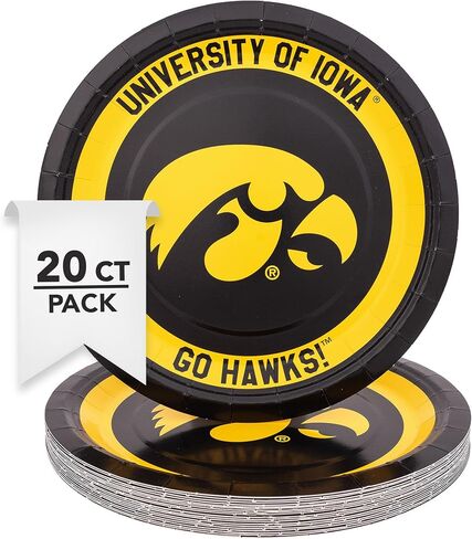 Desert Cactus University of Iowa Paper Plates UI Hawkeyes 20 Count 9 inch Round Plates for Tailgates, Parties, Graduation and Events (Design A) in Saudi Arabia