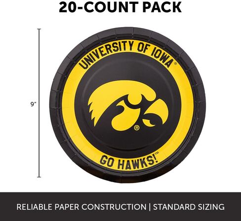 Desert Cactus University of Iowa Paper Plates UI Hawkeyes 20 Count 9 inch Round Plates for Tailgates, Parties, Graduation and Events (Design A) in Saudi Arabia