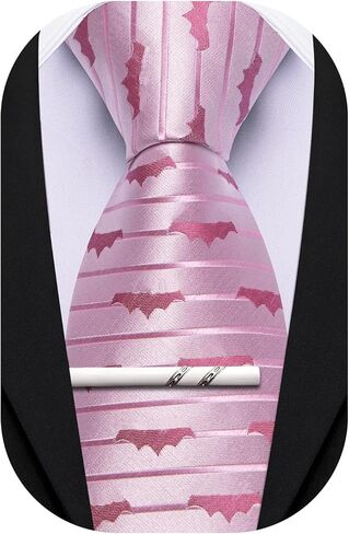 Barry.Wang Silk Ties for Men Fun Necktie and Tie Clip Set for Wedding Party Business Formal Extra Long in Kuwait