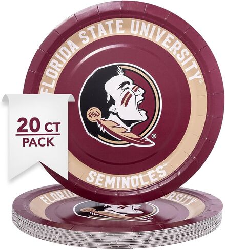 Desert Cactus Florida State University Paper Plates FSU Seminoles 20 Count 9 inch Round Plates for Tailgates, Parties, Graduation and Events (Design A) in Saudi Arabia