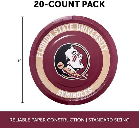 Desert Cactus Florida State University Paper Plates FSU Seminoles 20 Count 9 inch Round Plates for Tailgates, Parties, Graduation and Events (Design A) in Saudi Arabia
