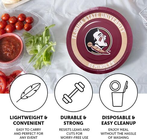 Desert Cactus Florida State University Paper Plates FSU Seminoles 20 Count 9 inch Round Plates for Tailgates, Parties, Graduation and Events (Design A) in Saudi Arabia