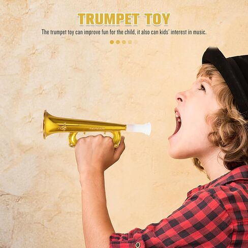 12pcs Kids Plastic Trumpet Noise Makers, Party Musical Blow Horn Cheering Horn Trumpets for Soccer Games Sport Events Birthday Party Favors (Gold) in Saudi Arabia