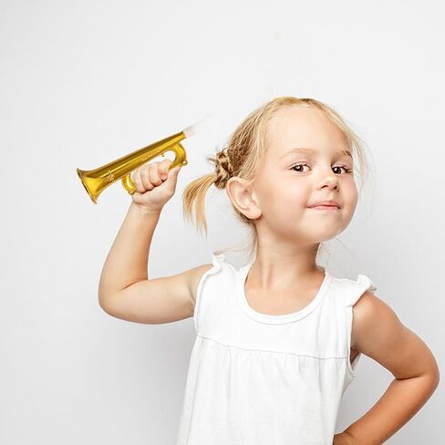 12pcs Kids Plastic Trumpet Noise Makers, Party Musical Blow Horn Cheering Horn Trumpets for Soccer Games Sport Events Birthday Party Favors (Gold) in Saudi Arabia