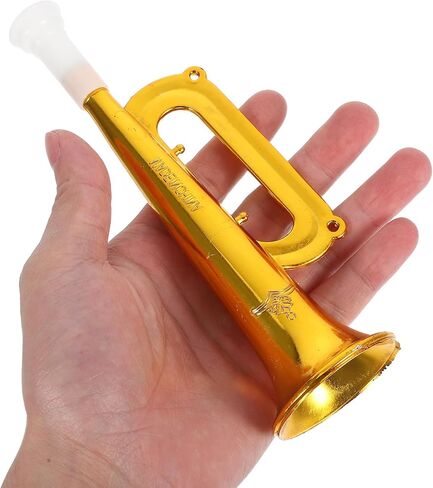 12pcs Kids Plastic Trumpet Noise Makers, Party Musical Blow Horn Cheering Horn Trumpets for Soccer Games Sport Events Birthday Party Favors (Gold) in Saudi Arabia