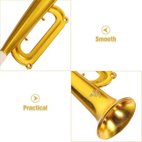12pcs Kids Plastic Trumpet Noise Makers, Party Musical Blow Horn Cheering Horn Trumpets for Soccer Games Sport Events Birthday Party Favors (Gold) in Saudi Arabia
