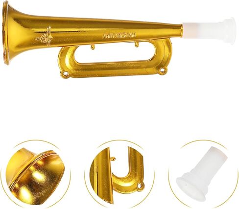 12pcs Kids Plastic Trumpet Noise Makers, Party Musical Blow Horn Cheering Horn Trumpets for Soccer Games Sport Events Birthday Party Favors (Gold) in Saudi Arabia