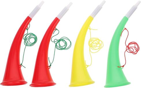 Gatuida 4pcs Stadium Horn Small Plastic Cheering Trumpet Blow Air Horns Loud Sound Noisemaker for Sporting Events Soccer Games Graduation School Party Favors (Random Color) in Saudi Arabia