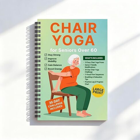 Bllavie Chair Yoga for Seniors Over 60 Book Chart,30day Beginner,Challenge to Restore Strength,Mobility,Balance and Loss Weight,Complete Guide to Look Senior Chair Exercises for Women & Men(Gradient Green) in Saudi Arabia