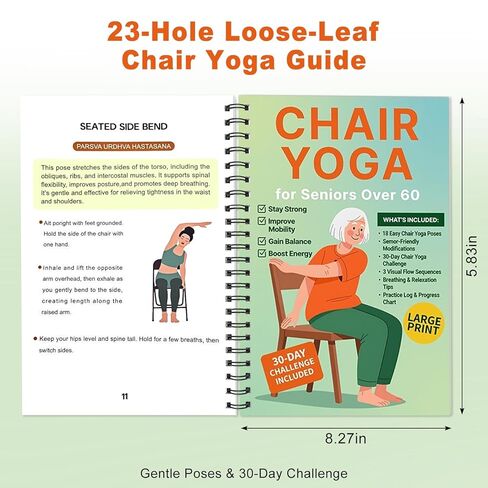 Bllavie Chair Yoga for Seniors Over 60 Book Chart,30day Beginner,Challenge to Restore Strength,Mobility,Balance and Loss Weight,Complete Guide to Look Senior Chair Exercises for Women & Men(Gradient Green) in Saudi Arabia