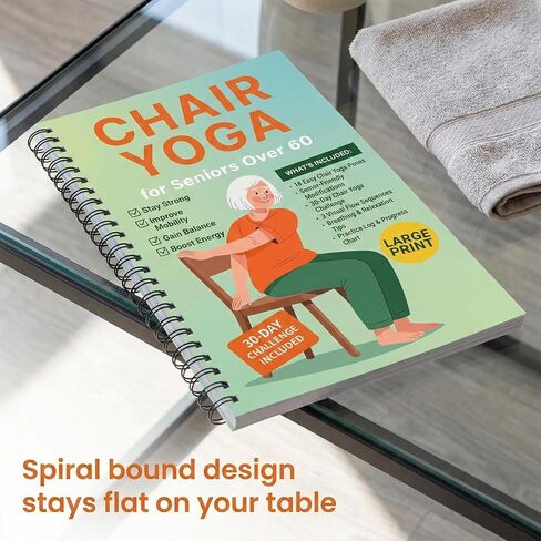 Bllavie Chair Yoga for Seniors Over 60 Book Chart,30day Beginner,Challenge to Restore Strength,Mobility,Balance and Loss Weight,Complete Guide to Look Senior Chair Exercises for Women & Men(Gradient Green) in Saudi Arabia