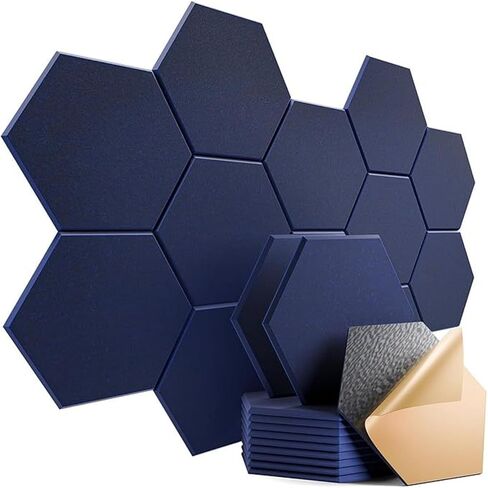 12 Pcs Hexagon Cork Board Tiles, 2026 New Upgrade Nail-Free No Damage to The Wall Surface Felt Bulletin Board Tiles, Noise Reduction Anti-Scratch Easy to Install for Home Photo Office (Moonlight Gray) in Saudi Arabia