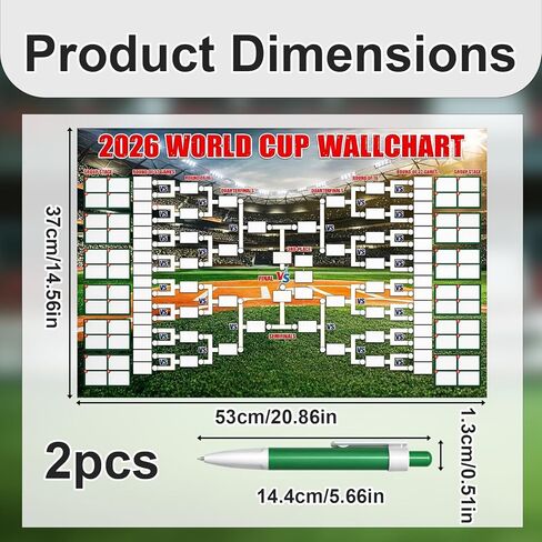 World Cup 2026 Merchandise, Official Tournament Schedule Poster with Green Marker Pen, Soccer Match Tracking Chart for Home and Office Display, Collectible Football Fan Gift for World Cup 2026 in Saudi Arabia