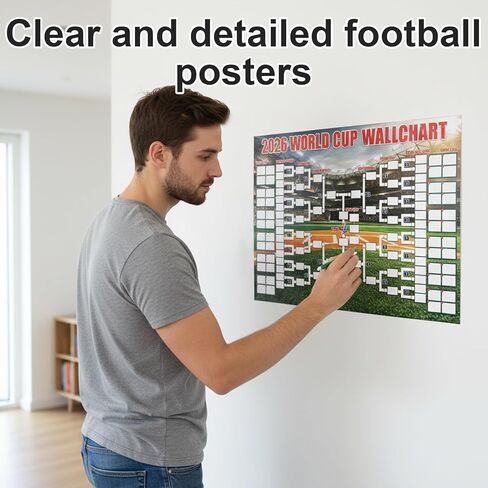 World Cup 2026 Merchandise, Official Tournament Schedule Poster with Green Marker Pen, Soccer Match Tracking Chart for Home and Office Display, Collectible Football Fan Gift for World Cup 2026 in Saudi Arabia