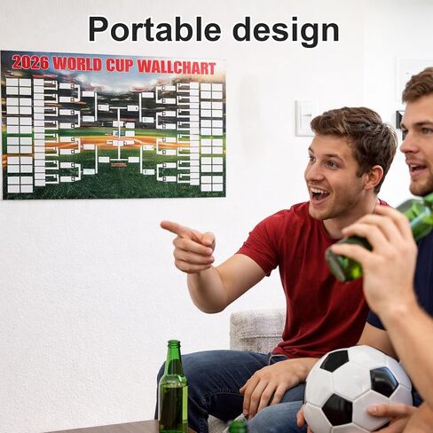 World Cup 2026 Merchandise, Official Tournament Schedule Poster with Green Marker Pen, Soccer Match Tracking Chart for Home and Office Display, Collectible Football Fan Gift for World Cup 2026 in Saudi Arabia