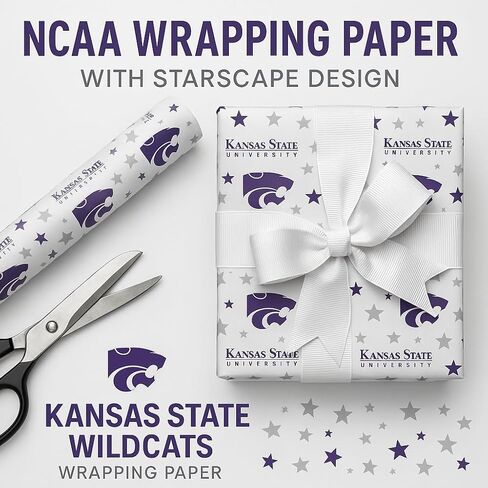 ورق تغليف ONDEMAND FAN NCAA بتصميم Starscape (Kansas State Wildcats، ورق تغليف 30 بوصة × 12 بوصة) in Kuwait