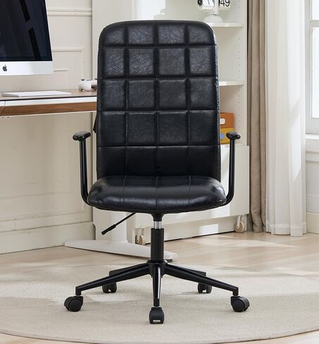 PU Leather Color Office Chair, with armrest, high backrest, Soft Foam Seating, 360 Degree Swivel, up and Down Adjustable gaslift,Black Powder Coated Frame,Five Star Base, Black Wheels (Antique Brown) in Saudi Arabia