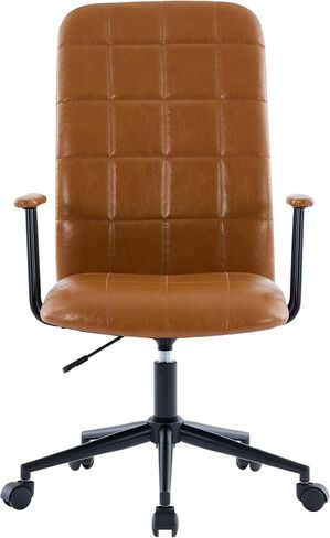 PU Leather Color Office Chair, with armrest, high backrest, Soft Foam Seating, 360 Degree Swivel, up and Down Adjustable gaslift,Black Powder Coated Frame,Five Star Base, Black Wheels (Antique Brown) in Saudi Arabia