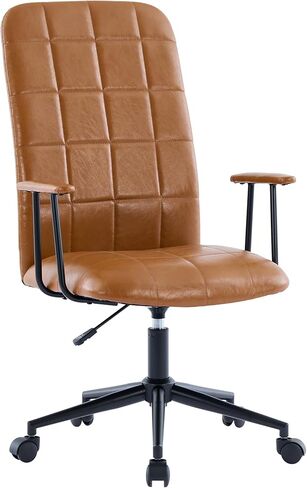 PU Leather Color Office Chair, with armrest, high backrest, Soft Foam Seating, 360 Degree Swivel, up and Down Adjustable gaslift,Black Powder Coated Frame,Five Star Base, Black Wheels (Antique Brown) in Saudi Arabia