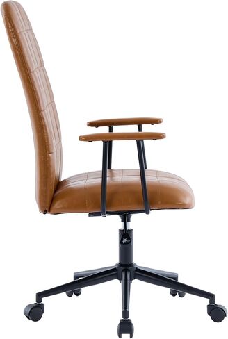 PU Leather Color Office Chair, with armrest, high backrest, Soft Foam Seating, 360 Degree Swivel, up and Down Adjustable gaslift,Black Powder Coated Frame,Five Star Base, Black Wheels (Antique Brown) in Saudi Arabia