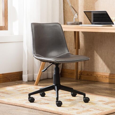 Leather 360 Swivel Air Lift Office Chair, Antique (Gray) in Saudi Arabia