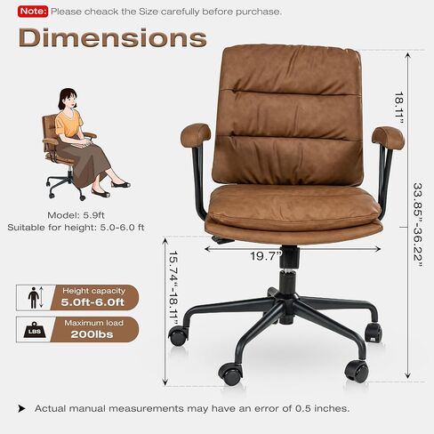 Brown Office Chair, backrest and seat Cushion Separate, backrest 90°-135° Inclined, armrests Included in Saudi Arabia