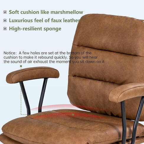 Brown Office Chair, backrest and seat Cushion Separate, backrest 90°-135° Inclined, armrests Included in Saudi Arabia