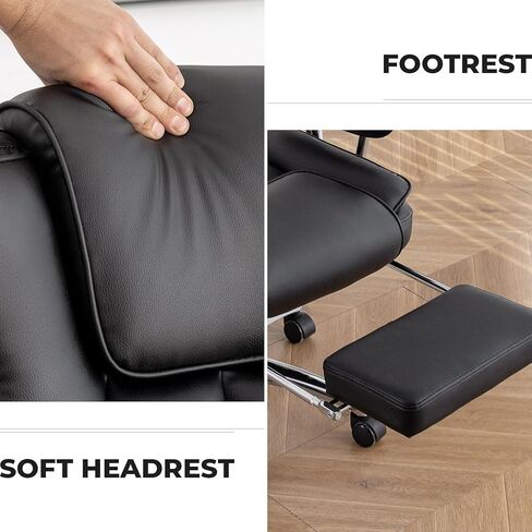 Office Chair, Big and Tall Executive Office Chair with Footrest, Leather Computer Chair, Ergonomic Reclining Chair High Back, Large Home Office Chair in Saudi Arabia