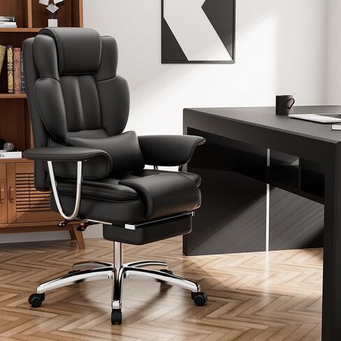 Office Chair, Big and Tall Executive Office Chair with Footrest, Leather Computer Chair, Ergonomic Reclining Chair High Back, Large Home Office Chair in Saudi Arabia