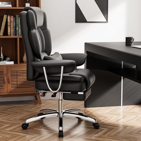 Office Chair, Big and Tall Executive Office Chair with Footrest, Leather Computer Chair, Ergonomic Reclining Chair High Back, Large Home Office Chair in Saudi Arabia