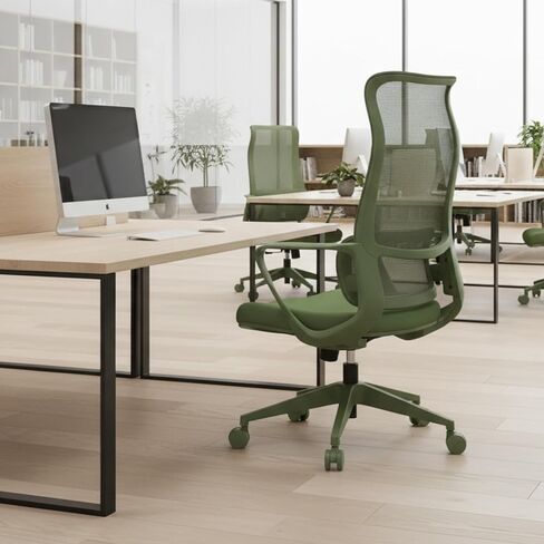 Ergonomic Colorful Office Chair 300lb (About 149.7kg) Home Office Mesh Breathable High Back, with Adjustable Lumbar Support Computer Chair, Integrated Molded Foam Seat Cushion, Fireproof (Green) in Saudi Arabia