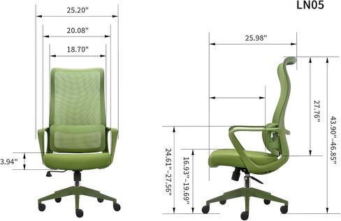 Ergonomic Colorful Office Chair 300lb (About 149.7kg) Home Office Mesh Breathable High Back, with Adjustable Lumbar Support Computer Chair, Integrated Molded Foam Seat Cushion, Fireproof (Green) in Saudi Arabia